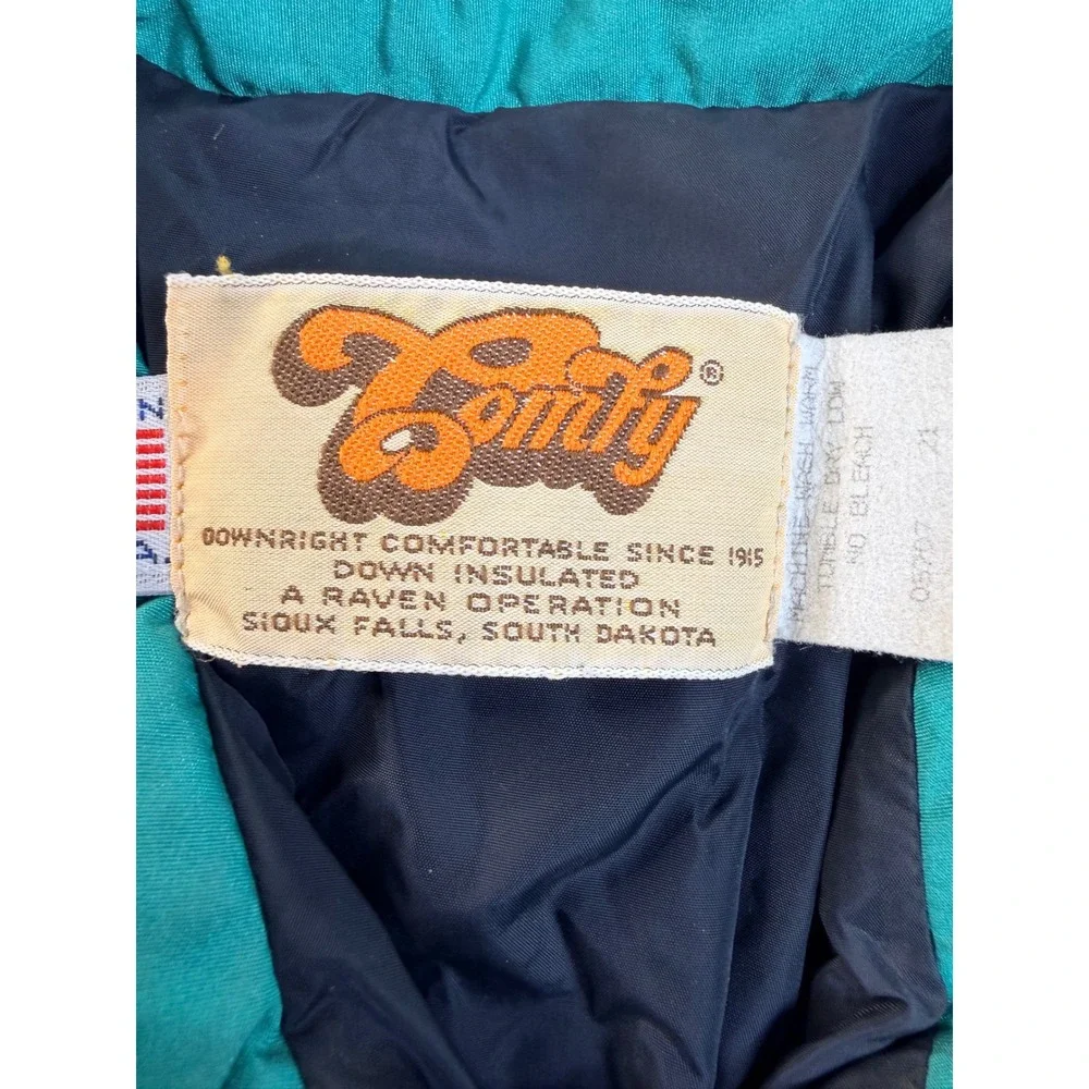 Vintage Comfy Down Puffer Jacket Womens 10 Teal Green USA Made 90s Southwestern
